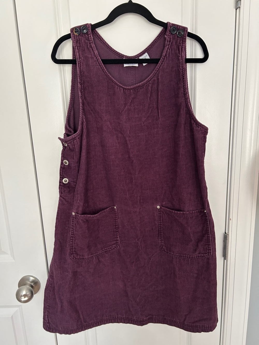 90s Corduroy Pinafore Dress in Deep Plum Carolina Blues Vintage 90s Mom Uniform